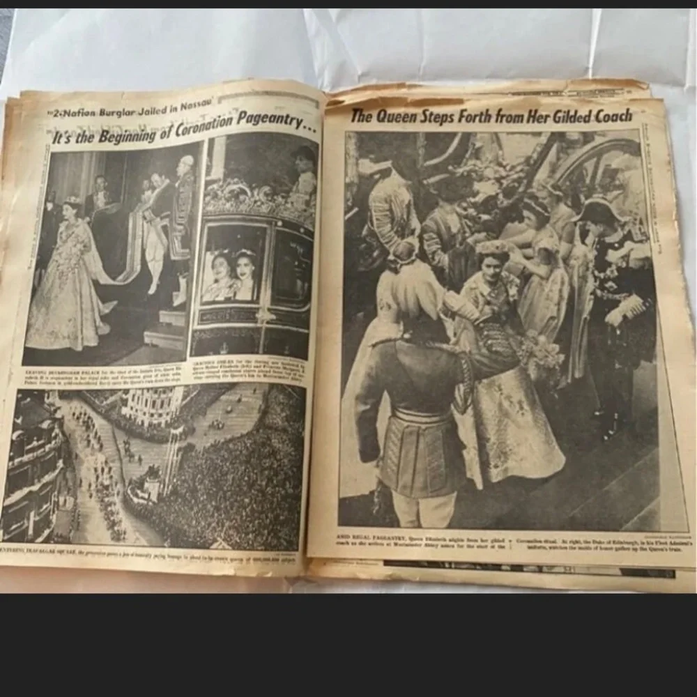 Set Of 3: Vintage 1953 Queen Elizabeth II Coronation Original Newspapers - Picture 5 of 10